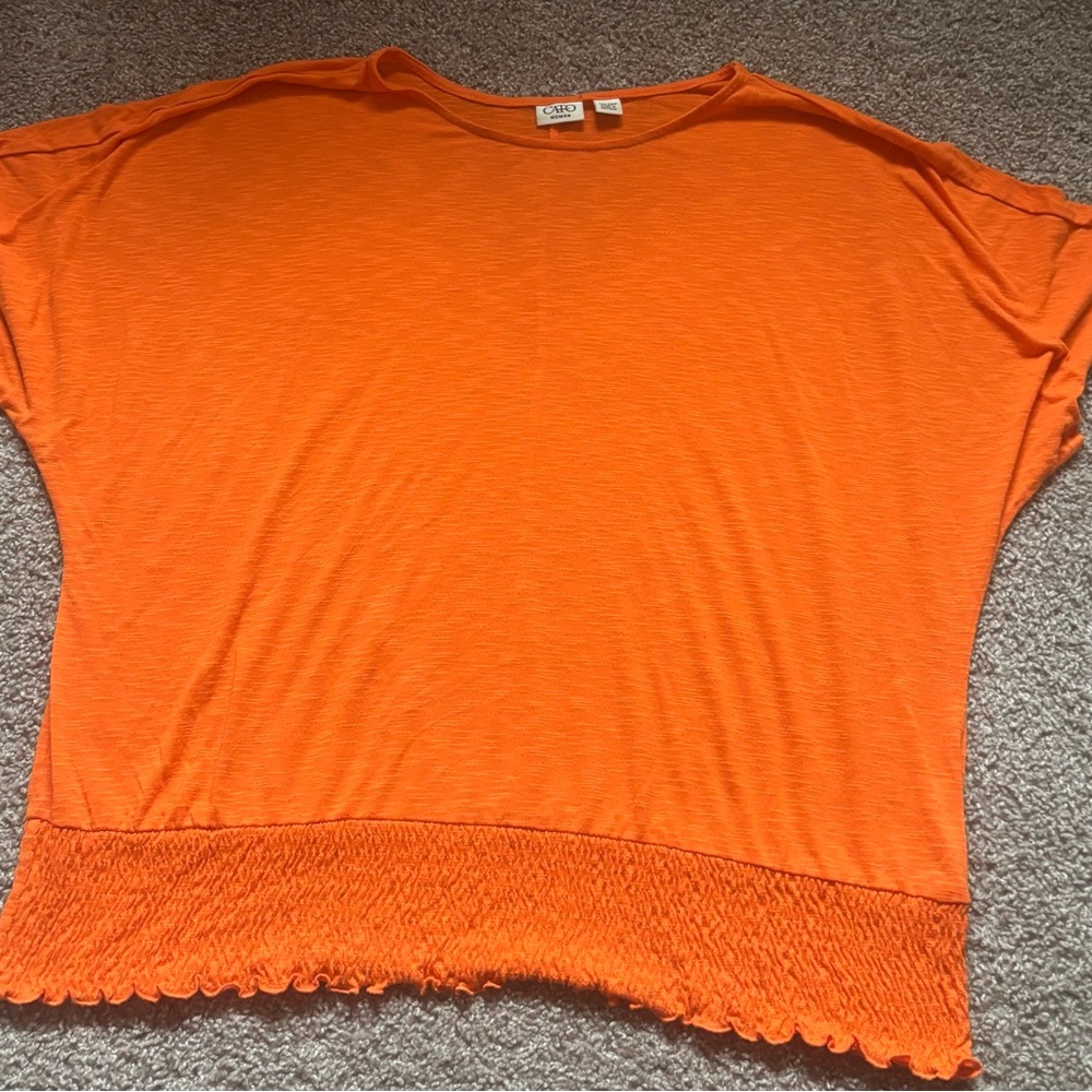Cato Women's Vibrant Orange Short Sleeve Top